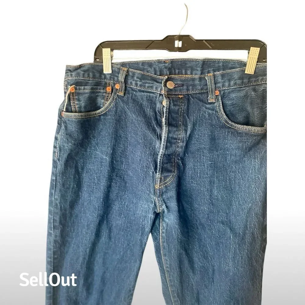 Levi's 501 Men's Jeans W36 L36 Button Fly Straight Leg Dark Denim